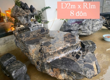 Bộ bàn ghế cẩm thạch kết hợp hòn nam bộ