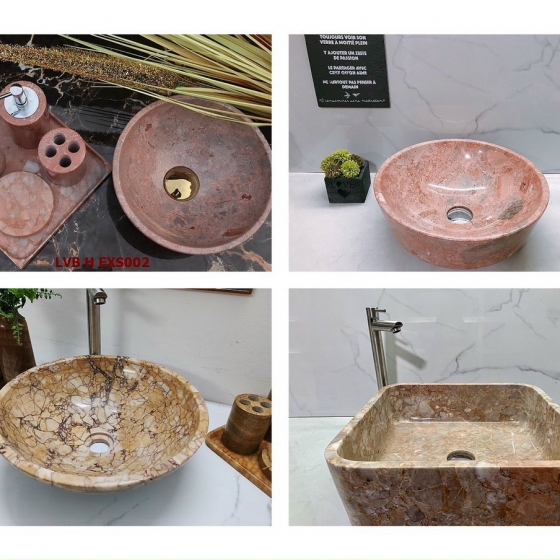 Lavabo tone vàng nâu, hồng