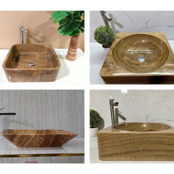 Lavabo tone vàng nâu, hồng