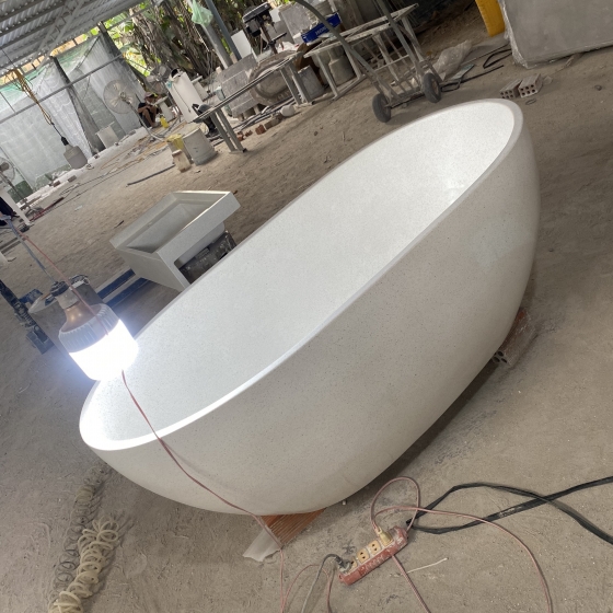Chậu tắm đá trắng sứ