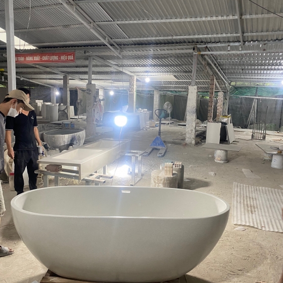 Chậu tắm đá trắng sứ