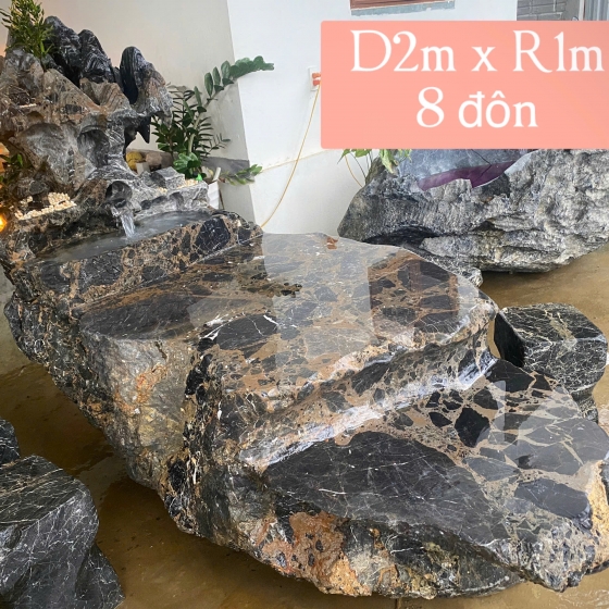 Bộ bàn ghế cẩm thạch kết hợp hòn nam bộ
