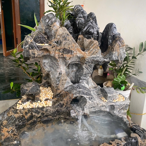Bộ bàn ghế cẩm thạch kết hợp hòn nam bộ